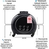 Vigi Store VG Premium Şeffaf Panoramik Kedi Taşıma Valizi XL – Çekçekli & Tekerlekli Pet Taşıma Çantası - Siyah