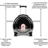 Vigi Store VG Premium XL Çekçekli Kedi Taşıma Valizi | Şeffaf Astronot Kedi & Küçük Köpek Taşıma Çantası Tekerlekli - Gri