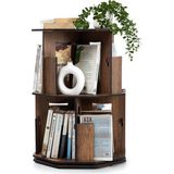 Vigo Wood 360 Derece Dönebilir Ahşap Kitaplık 2 Katlı Ceviz-DK20C