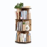Vigo Wood 360° Döner Kitaplık – Modern ve Dekoratif Çok Katmanlı Ahşap Kitap ve Dergi Rafı (Meşe, 3 Raflı)