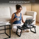Vigo Wood Ergonomik Katlanır Ayaklı Çalışma ve Keyif Sehpası Antik Dark MDF Malzeme ile Dayanıklı - Y: 25 cm D: 30 cm G: 54 cm