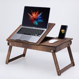 Vigo Wood Katlanır Ayaklı Ayarlanabilir Laptop Sehpası Telefon Bölmeli Bilgisayar Çalışma Sehpası