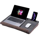 Vigo Wood Minderli Laptop Sehpası 15.6" ve 17.3" Taşınabilir Notebook, Tablet ve Telefon Bölmeli Masa - Y: 8 cm D: 35 cm G: 54 cm - Gri