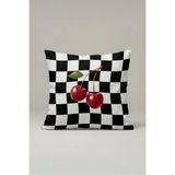 viki concept Kiraz Desenli Dama Kırlent Kılıfı 009 – Retro 45x45 cm Dekoratif Yastık Kılıfı