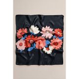 viki concept Siyah Mercan Çiçek Buketi Desen Fular Bandana 50x50 Cm