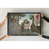 Viking Çerçeveli Tablo Tarihi Mizah Ve Viking Keşfi Çizgi Roman Tarzı Duvar Dekoru 30X42 Cm