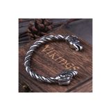 Viking Ejder Kafası Iskandinav Mitolojik Norse Dragon Kelepçe Açık Saf Çelik Bileklik