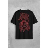 Viking Fenrir Wolf Vikings Kurt Kafa Street Urban Sırt Ön Baskılı Oversize Tişört Unisex T-Shirt