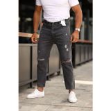 Viking's Line No61 Man Boyfriend Krem Renk Yırtık Detaylı Kot Pantolon