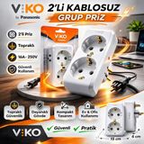 Viko 2-4-6'lı Grup Priz Çocuk Korumalı - Beyaz - 2'Lİ