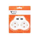 Viko 2A 2'li Topraklı ve USB Çıkışlı Fiş Priz