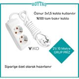Viko 2'li 10 Metre Grup Priz-Beyaz(Öznur 3*1,5 Kablo Kullanılır)