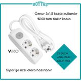 Viko 2'li 50CM Anahtarlı Grup Priz-Beyaz(Öznur 3*1,5 Kablo Kullanılır)