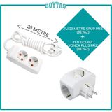 Viko 2'li Beyaz Grup Priz + Beyaz Yonca Plus Golyat - 20 Metre
