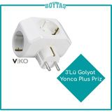 Viko 3'Lü Golyat Yonca Plus Priz (Topraklı) Beyaz Renkli Uzun Ömürlü Güvenli Kullanım