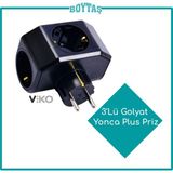 Viko 3'Lü Golyat Yonca Plus Priz (Topraklı) Siyah Renk ile Güvenli Elektrik İhtiyaçlarınızı Karşılar