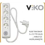 Viko 4 Lü 3X2.5 Uzatma Seyyar Kablo 15 Metre