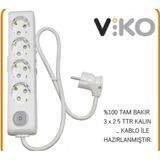 Viko 4 Lü 3X2.5 Uzatma Seyyar Kablo 40 Metre