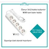 Viko 5'Li 1 Metre Grup Priz-Beyaz(Öznur 3*1,5 Kablo Kullanılır)