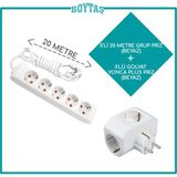 Viko 5'li Beyaz Grup Priz + Beyaz Yonca Plus Golyat - 20 Metre