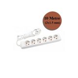 VİKO 6 Lı 3*1,5 Mm Ttr 10 Metre Uzatma Kablosu Seyyar Uzatma Kablosu