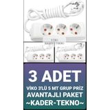 Viko 90113305 3'lü 5 m Grup Priz