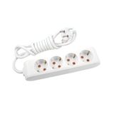 Viko 90113405 Multi-Led Beyaz Topraklı Kablolu Çocuk Korumalı 5 mt Dörtlü Grup Priz
