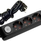 Viko 90137302 Multi-Let Anahtarlı Topraklı 2 mt Siyah Çocuk Korumalı Üçlü Grup Priz