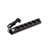 Viko 90137602 Multi-Led Siyah Anahtarlı Topraklı Kablolu Çocuk Korumalı 2 mt Altılı Grup Priz