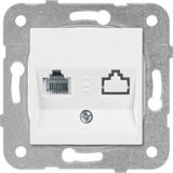 Viko 90967035 Meridian Karre Rj45-Cat5E-Rj11 Çerçeve Hariç Düğme Kapak Mekanizmalı Beyaz Data Telefon Prizi