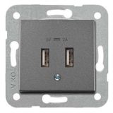 Viko 92605409 Artline Novella Füme Usb Şarj Prizi 5V 2A Çerçevesiz Duvar Anahtarı