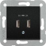 Viko 92605509 Artline Novella Siyah USB Şarj Prizi 5V 2A Çerçevesiz Duvar Anahtarı