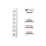 Viko | Altılı Grup Priz, Anahtarlı Topraklı - Çocuk Korumalı Çoğaltıcı Priz [Altılı, Kablosuz, Beyaz]