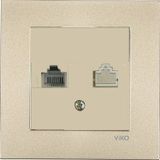 Viko Artline Novella Bronz Tekli Nümeris Cat 3 Çerçeveli Telefon Prizi