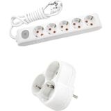 Viko Beyaz Set Multi-Let 3'lü Topraklı Çocuk Korumalı Grup Priz 3 Metre Kablo & 3'lü Yonca Fiş-Priz