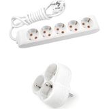 Viko Beyaz Set Multi-Let 5'li Topraklı Çocuk Korumalı Grup Priz 5 Metre Kablo & 3'lü Yonca Fiş-Priz