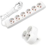 Viko Beyaz Set Multi-Let 6'lı Topraklı Çocuk Korumalı Grup Priz 1 Metre Kablo & 3'lü Yonca Fiş-Priz