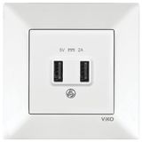 VİKO BEYAZ USB PRİZ MEK+KAPAK 5V-2A