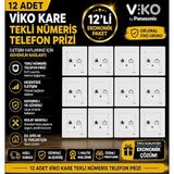 Viko Kare Tekli Nümeris Telefon Prizi 12 Adet | Telefon Prizi | Beyaz ÇERÇEVE HEDİYE