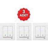 Viko Karre 3 Adet Beyaz Komütatör Vavien Anahtar+Çerçeve Elektrik Anahtarı Seti