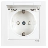 Viko Karre 55 Beyaz Kapaklı Topraklı Priz C1 Mekanizma Çarpma Karşıtı