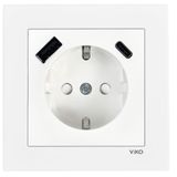 Viko Karre 55 Beyaz USB TYPE A ve C ve Topraklı Priz Çarpma Karşıtı C1 Mekanizma Çabuk Bağlantı