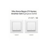 VİKO Karre Beyaz 2'li Vavien Anahtar - İki Farklı Noktadan Kontrol (Çift Yönlü Merdiven Anahtarı) Seti - Çerçeveler Dahil
