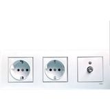 Viko Karre Beyaz 3 Lü Set Tv Uydu Prizi + Topraklı Priz + Topraklı Priz