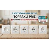 Viko Karre Beyaz Topraklı Priz 5 Adet (Çerçeve Hediyeli) 5'li Set