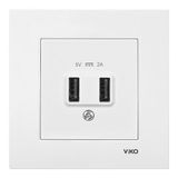 Viko Karre Beyaz USB Şarj Prizi 5V 2A Aksesuar Özellikli İki USB Girişi ile Modern Tasarım
