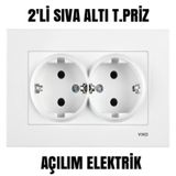 VİKO KARRE İKİLİ TOPRAKLI PRİZ SIVA ALTI ÇERÇEVE DAHİL