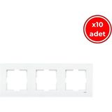 Viko Karre Priz Çerçeve, 10 Adet, Üçlü, Yatay, Dayanıklı ve Şık,beyaz,