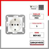 Viko | Karre Priz, Topraklı [tekli, Beyaz, Çerçevesiz] - 1 Adet