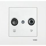 Viko Karre/meridian 90967X86-87 Uydu Prizi Geçişli (Tv-Sat) 8-11DB Beyaz (Çerçevesiz) Viko